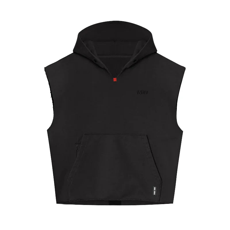 Sleeveless Sport Jacket Mens Hoodies Running Gym Fitness Sportswear Training Exercise Shirt Bodybuilding Workout Hooded Jackets