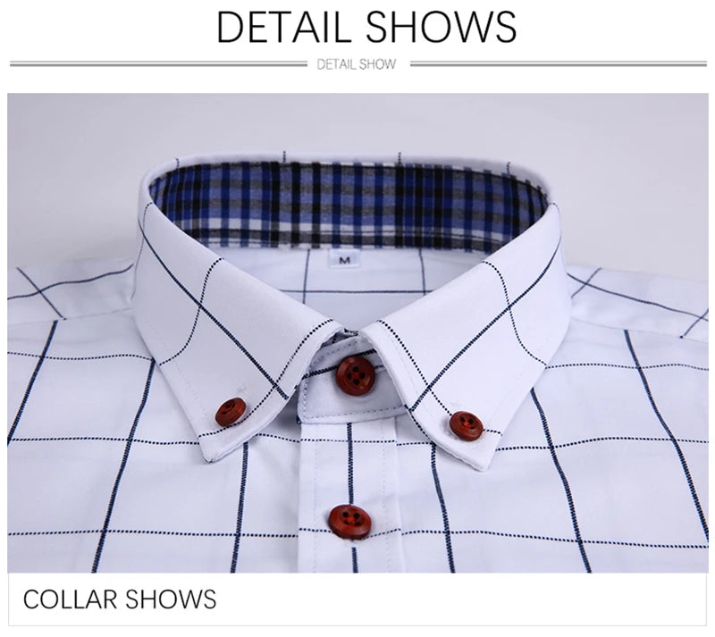 BROWON Summer Mens Shirts Short Sleeve Plaid Shirt Slim Casual Button Up Shirt Dress Shirts Men Cotton Big Size Men Clothing
