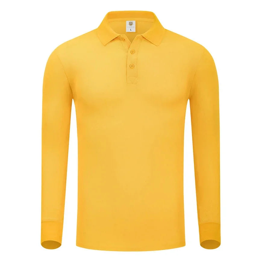 Plain Long Sleeve Polo Shirt Men Women Solid 3 Buttons Lapel T Shirts Autumn Winter Golf Polos Regular Mens Tops Clothing Custom