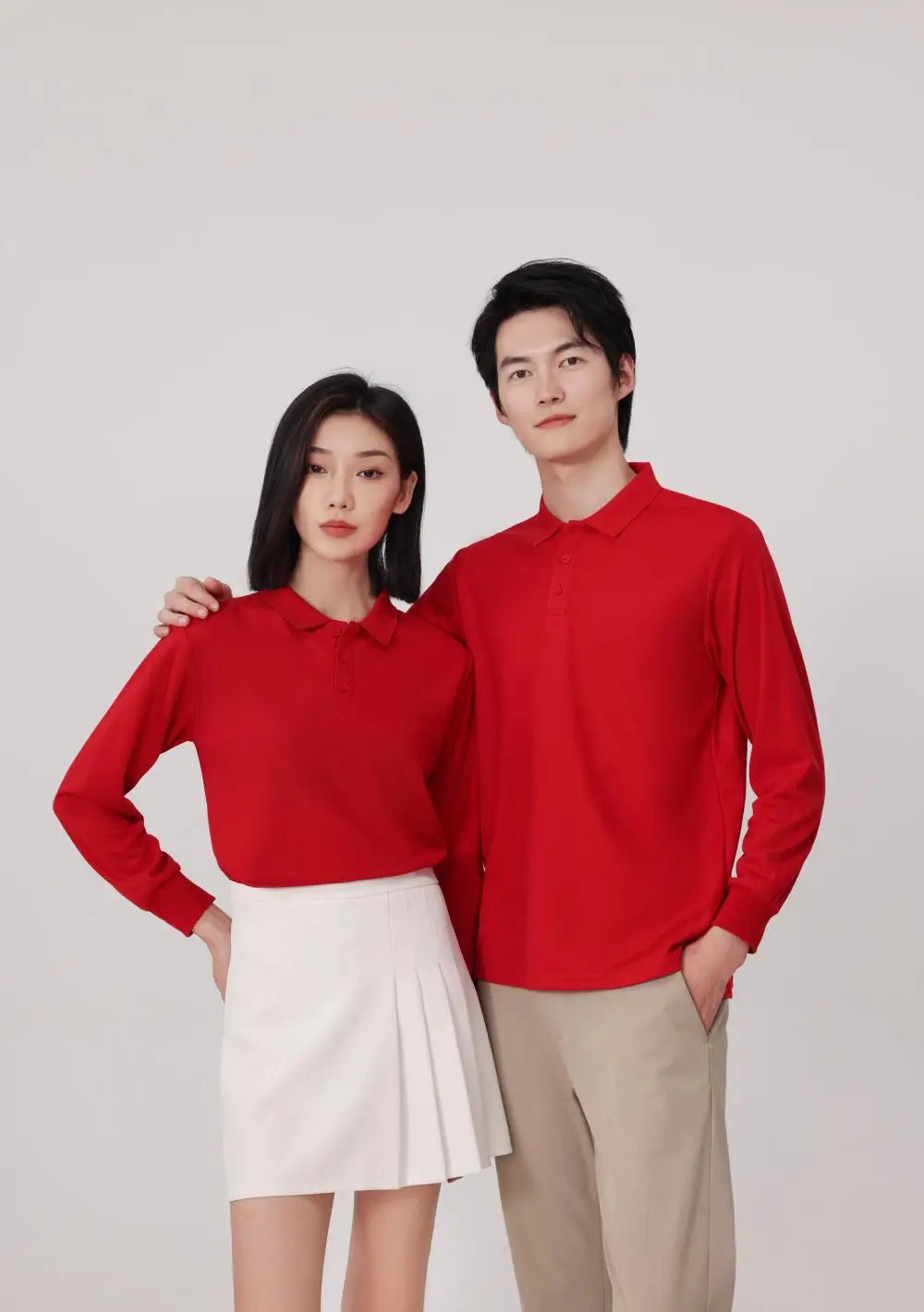 Plain Long Sleeve Polo Shirt Men Women Solid 3 Buttons Lapel T Shirts Autumn Winter Golf Polos Regular Mens Tops Clothing Custom