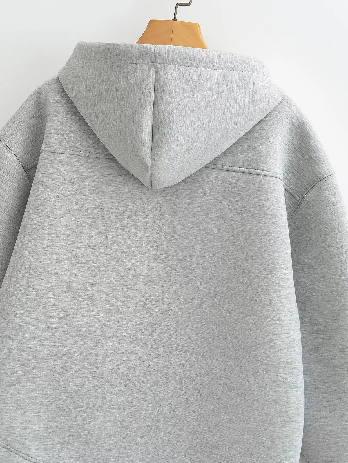 HH Autumn Women Gray Jacket With Hood Long Sleeve Big Pocket Zipper Jacket Coat Woman Loose Casual Outerwear Coat Tops