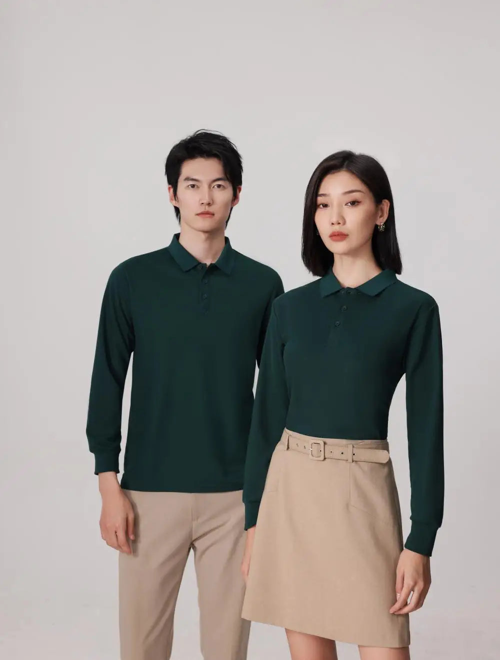 Plain Long Sleeve Polo Shirt Men Women Solid 3 Buttons Lapel T Shirts Autumn Winter Golf Polos Regular Mens Tops Clothing Custom