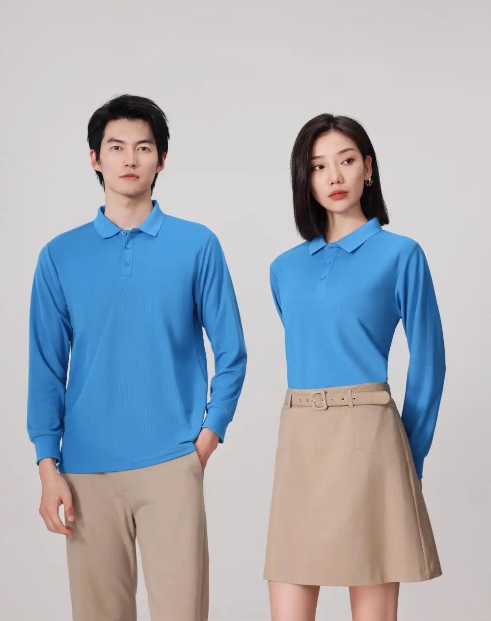 Plain Long Sleeve Polo Shirt Men Women Solid 3 Buttons Lapel T Shirts Autumn Winter Golf Polos Regular Mens Tops Clothing Custom