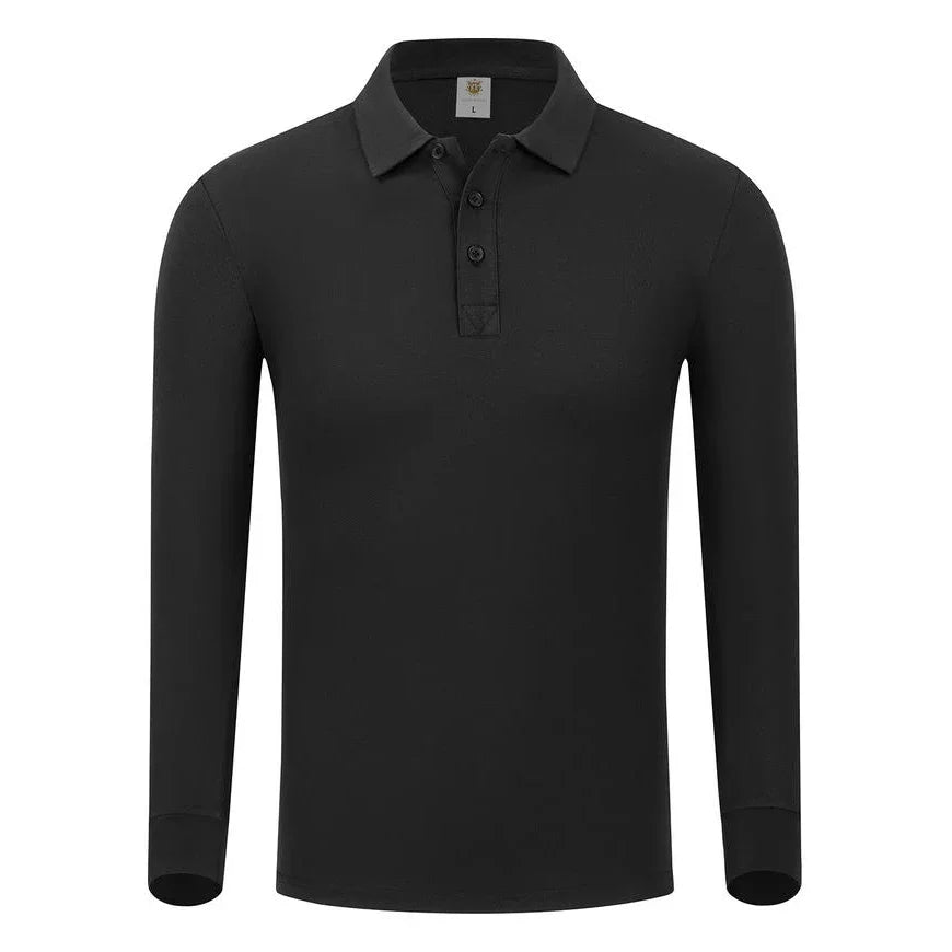 Plain Long Sleeve Polo Shirt Men Women Solid 3 Buttons Lapel T Shirts Autumn Winter Golf Polos Regular Mens Tops Clothing Custom