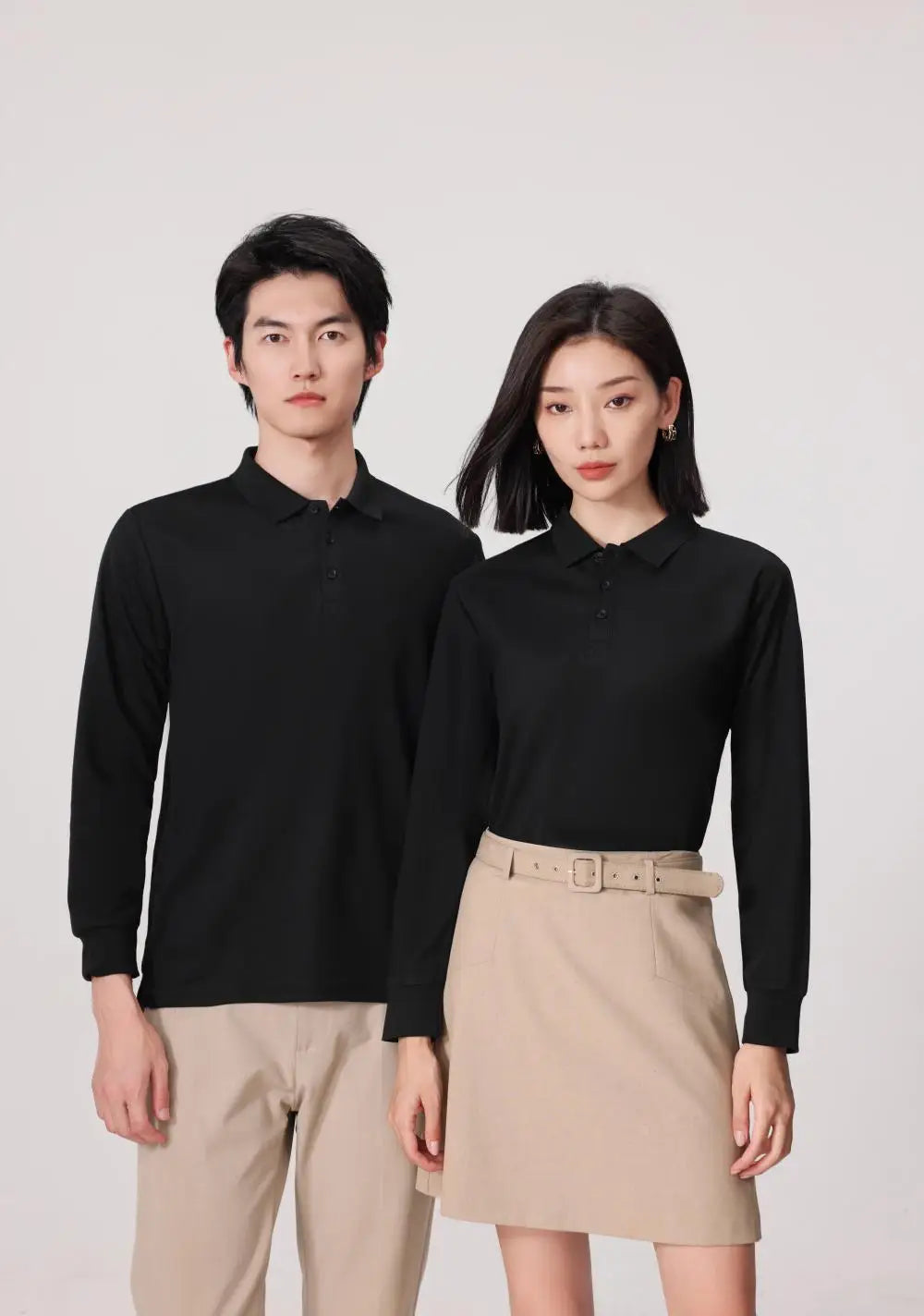 Plain Long Sleeve Polo Shirt Men Women Solid 3 Buttons Lapel T Shirts Autumn Winter Golf Polos Regular Mens Tops Clothing Custom