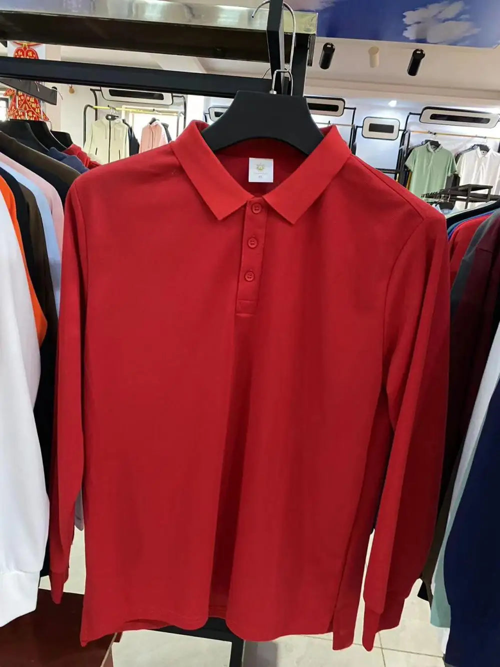 Plain Long Sleeve Polo Shirt Men Women Solid 3 Buttons Lapel T Shirts Autumn Winter Golf Polos Regular Mens Tops Clothing Custom
