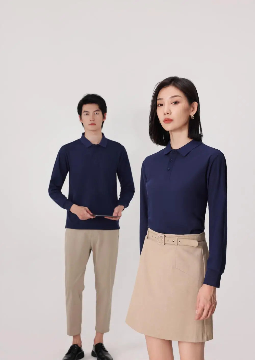 Plain Long Sleeve Polo Shirt Men Women Solid 3 Buttons Lapel T Shirts Autumn Winter Golf Polos Regular Mens Tops Clothing Custom
