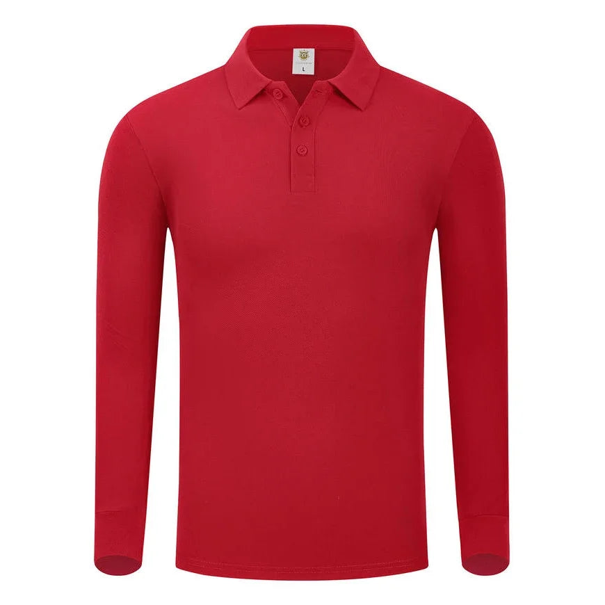 Plain Long Sleeve Polo Shirt Men Women Solid 3 Buttons Lapel T Shirts Autumn Winter Golf Polos Regular Mens Tops Clothing Custom
