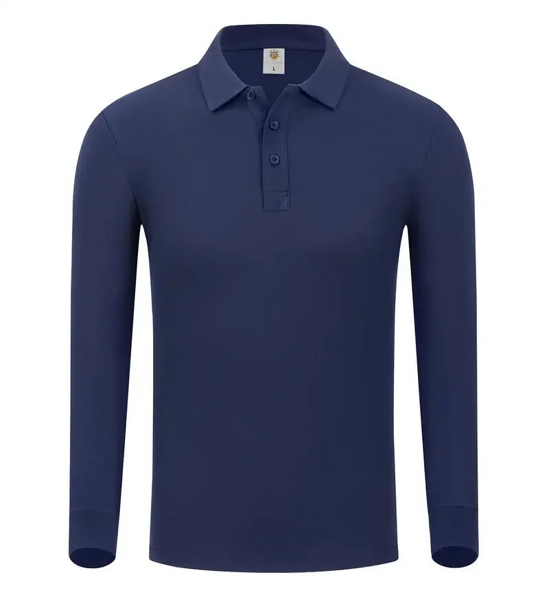 Plain Long Sleeve Polo Shirt Men Women Solid 3 Buttons Lapel T Shirts Autumn Winter Golf Polos Regular Mens Tops Clothing Custom