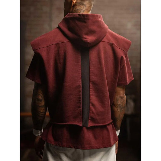 Sleeveless Sport Jacket Mens Hoodies Running Gym Fitness Sportswear Training Exercise Shirt Bodybuilding Workout Hooded Jackets