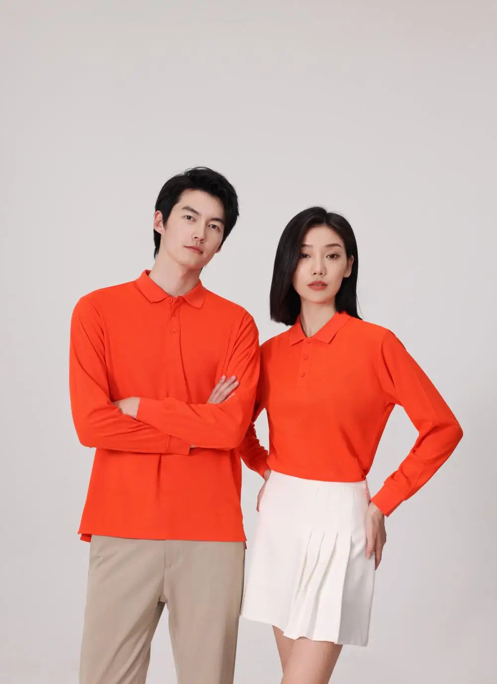 Plain Long Sleeve Polo Shirt Men Women Solid 3 Buttons Lapel T Shirts Autumn Winter Golf Polos Regular Mens Tops Clothing Custom