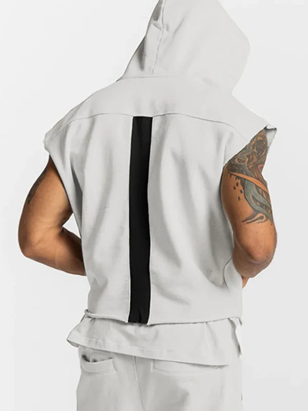 Sleeveless Sport Jacket Mens Hoodies Running Gym Fitness Sportswear Training Exercise Shirt Bodybuilding Workout Hooded Jackets