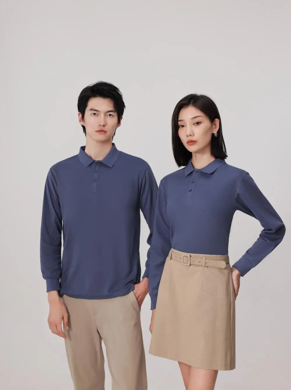 Plain Long Sleeve Polo Shirt Men Women Solid 3 Buttons Lapel T Shirts Autumn Winter Golf Polos Regular Mens Tops Clothing Custom