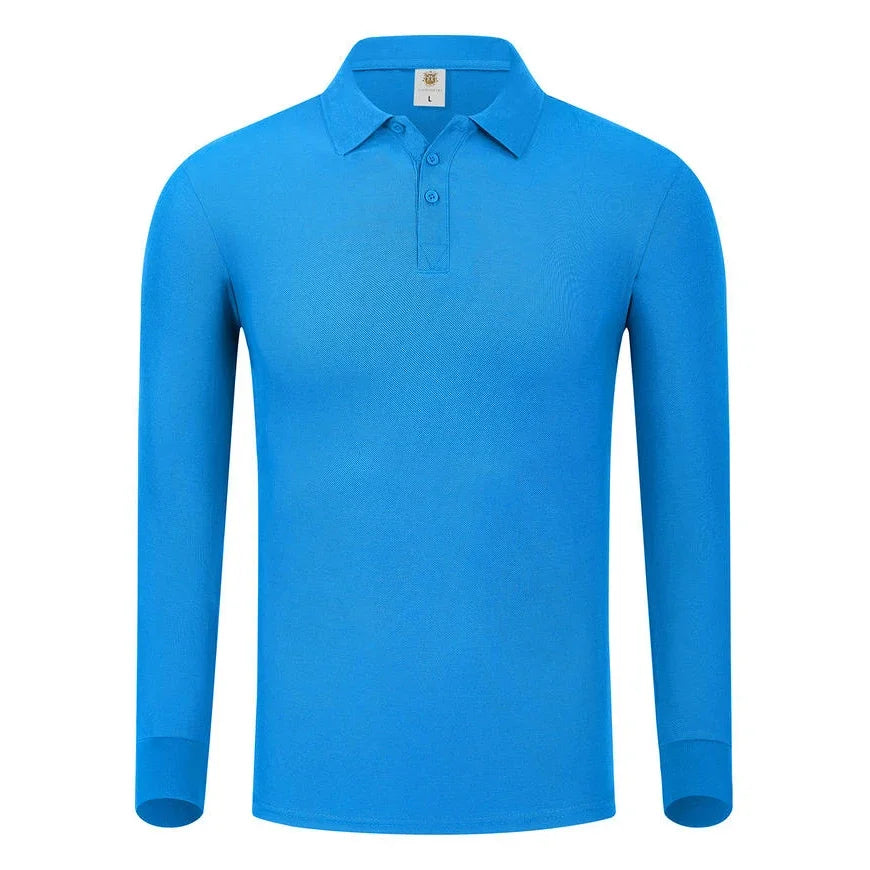 Plain Long Sleeve Polo Shirt Men Women Solid 3 Buttons Lapel T Shirts Autumn Winter Golf Polos Regular Mens Tops Clothing Custom