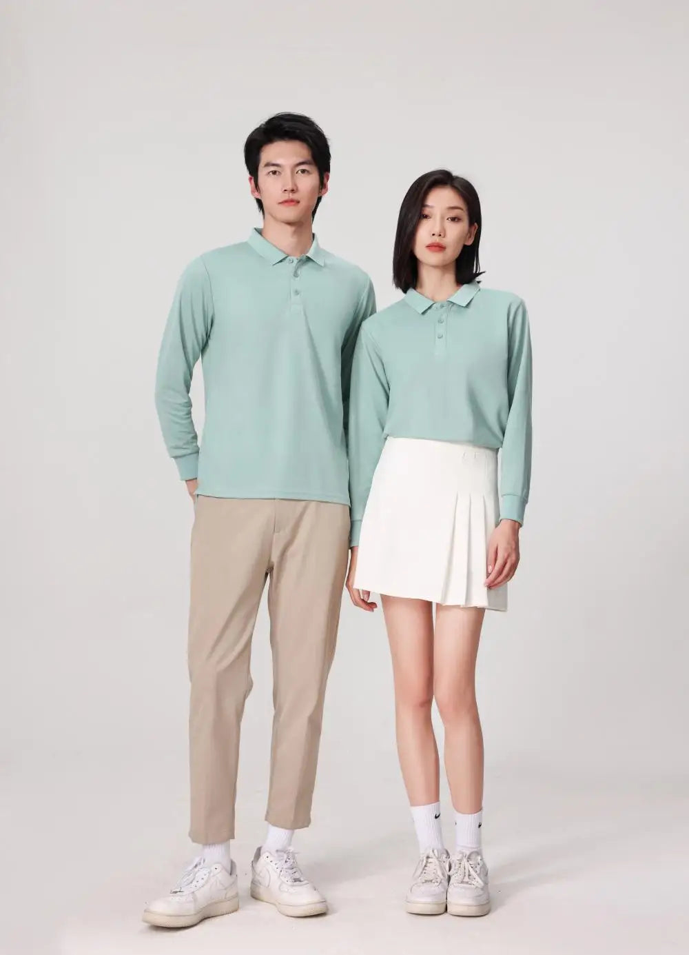 Plain Long Sleeve Polo Shirt Men Women Solid 3 Buttons Lapel T Shirts Autumn Winter Golf Polos Regular Mens Tops Clothing Custom