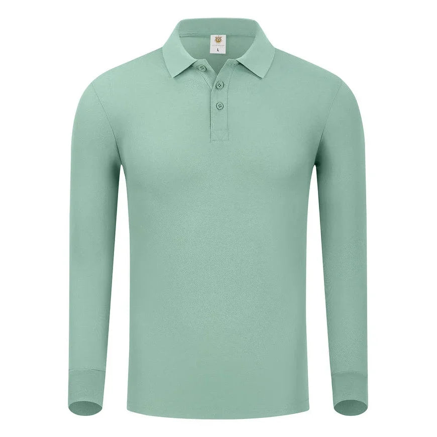 Plain Long Sleeve Polo Shirt Men Women Solid 3 Buttons Lapel T Shirts Autumn Winter Golf Polos Regular Mens Tops Clothing Custom