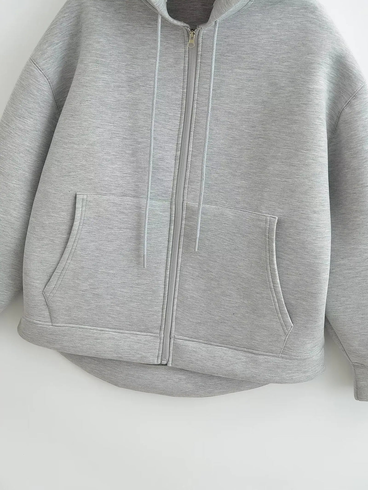 HH Autumn Women Gray Jacket With Hood Long Sleeve Big Pocket Zipper Jacket Coat Woman Loose Casual Outerwear Coat Tops