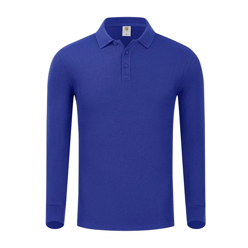 Plain Long Sleeve Polo Shirt Men Women Solid 3 Buttons Lapel T Shirts Autumn Winter Golf Polos Regular Mens Tops Clothing Custom