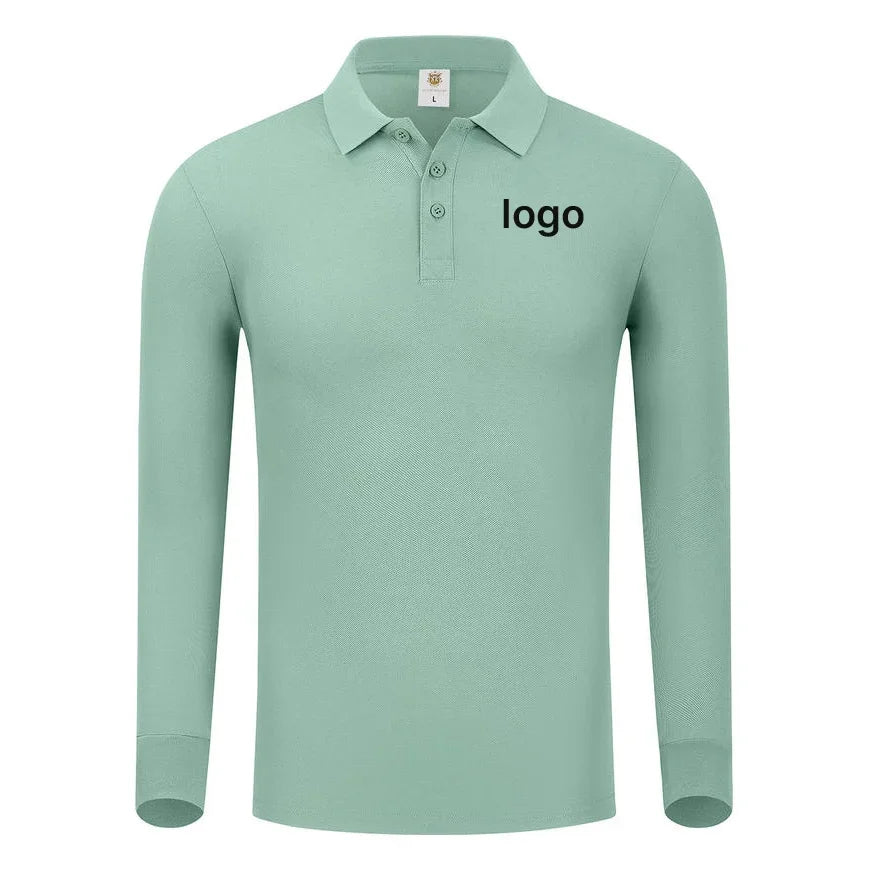 Plain Long Sleeve Polo Shirt Men Women Solid 3 Buttons Lapel T Shirts Autumn Winter Golf Polos Regular Mens Tops Clothing Custom
