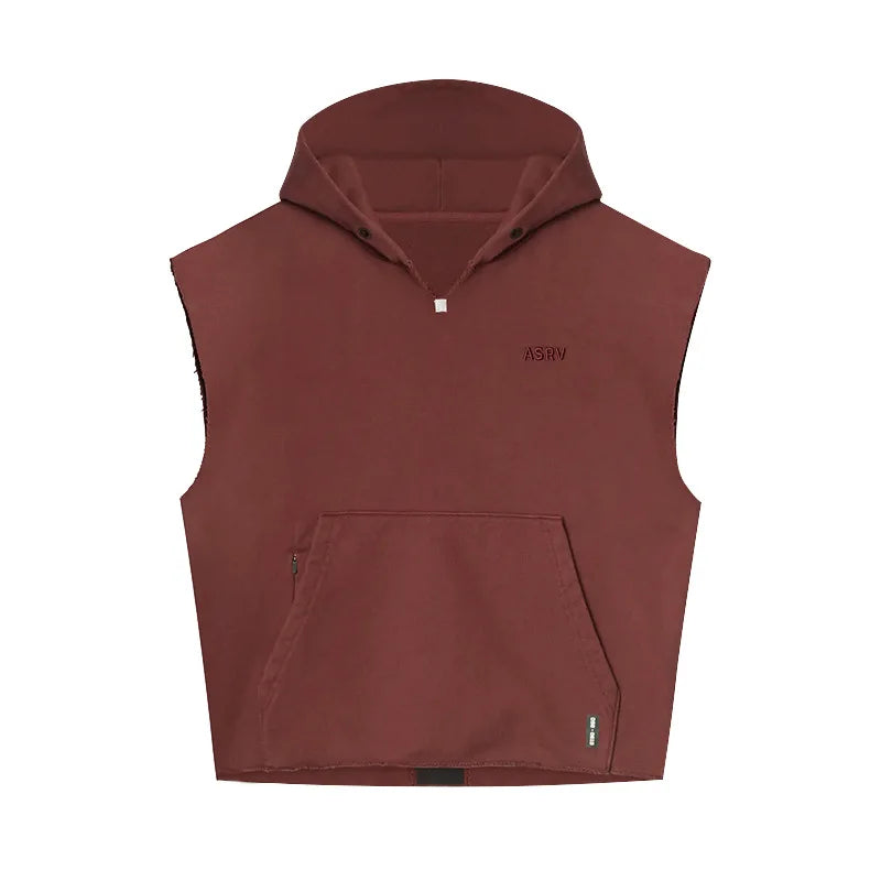 Sleeveless Sport Jacket Mens Hoodies Running Gym Fitness Sportswear Training Exercise Shirt Bodybuilding Workout Hooded Jackets