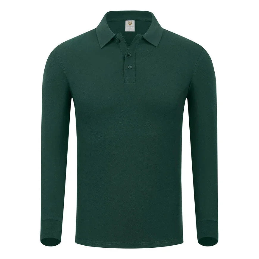 Plain Long Sleeve Polo Shirt Men Women Solid 3 Buttons Lapel T Shirts Autumn Winter Golf Polos Regular Mens Tops Clothing Custom