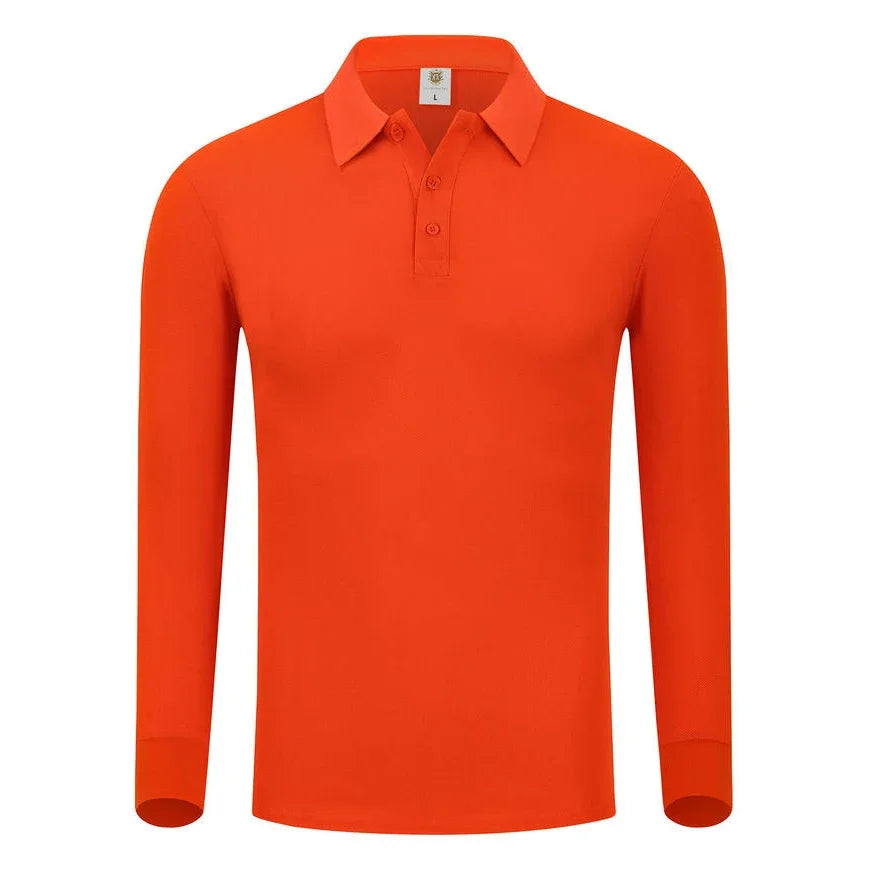 Plain Long Sleeve Polo Shirt Men Women Solid 3 Buttons Lapel T Shirts Autumn Winter Golf Polos Regular Mens Tops Clothing Custom