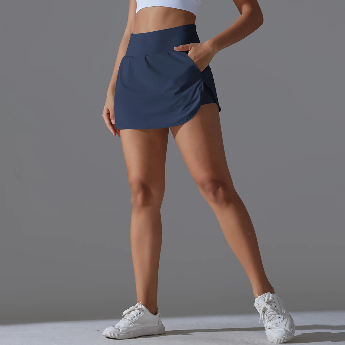 Women Gym Running Shorts Double Deck Quick Dry Gym Sport Shorts Fitness Jogging Workout Shorts With Pocket Sports Tight Short
