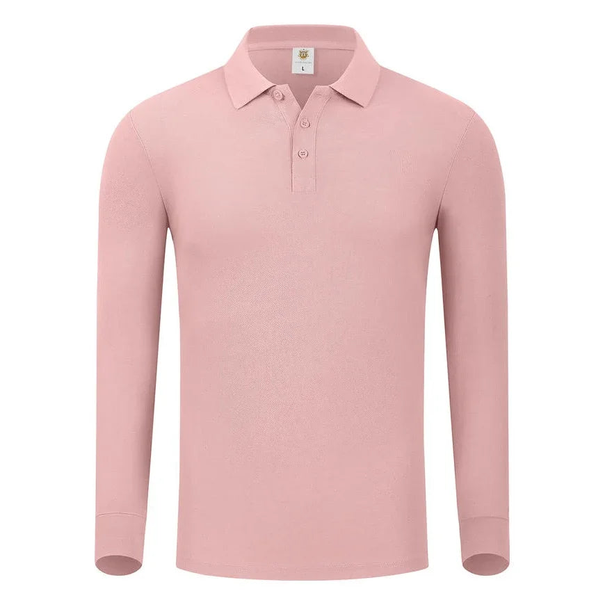 Plain Long Sleeve Polo Shirt Men Women Solid 3 Buttons Lapel T Shirts Autumn Winter Golf Polos Regular Mens Tops Clothing Custom