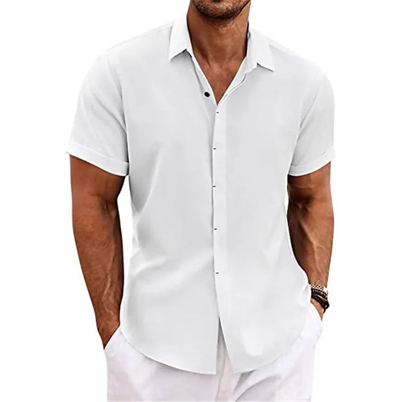 Men's Cotton Linen Short Sleeved Shirt Summer Casual Camisas Harajuku Blusas Mens Shirts Fashion Tops Men Clothing Streetwear