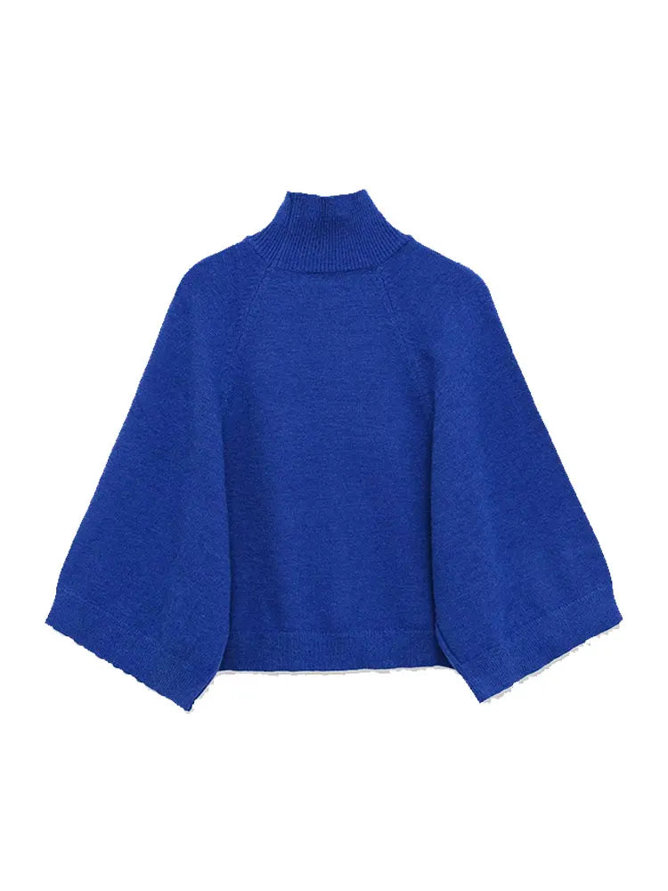 NLZGMSJ Casual Knitted Women Loose Sweater Autumn Long Sleeve Half High Collar Oversize Pullovers Female Warm Sweater Y2K